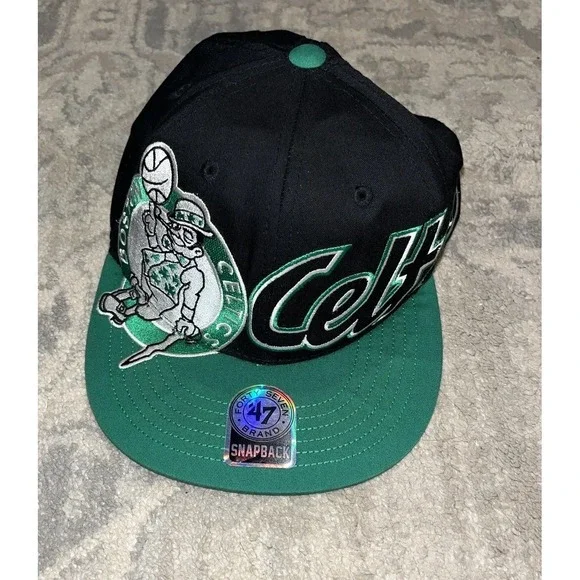 Boston Celtics Hardwood Classic Hat '47 brand Snapback Black Green One Size Mens - Picture 1 of 6